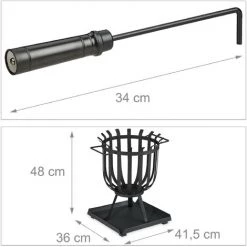 Relaxdays Brasero De Jardin, XL, Plaque De Sol & Tisonnier, HLP 46 X 41,5 X 36 Cm, Panier à Feu Acier, Rond, Noir 11 Relaxdays Brasero De Jardin, XL, Plaque De Sol & Tisonnier, HLP 46 X 41,5 X 36 Cm, Panier à Feu Acier, Rond, Noir -Chauffage d'extérieur Soldes 31801203 5