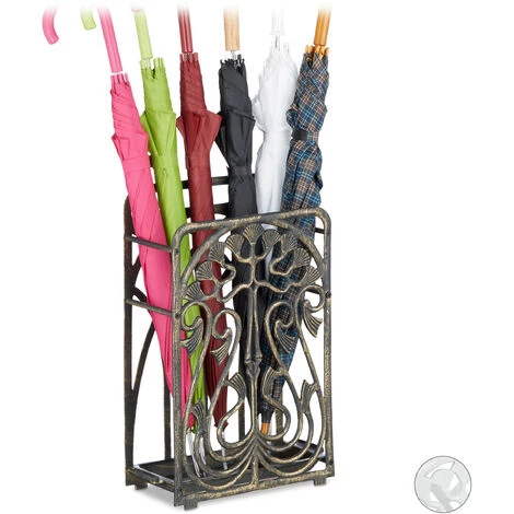 Relaxdays Porte-parapluies Vintage En Fonte D'alu Rétro Antique Vintage HxlxP: 48,5 X 30,5 X 16 Cm, Bronze 3 Relaxdays Porte-parapluies Vintage En Fonte D'alu Rétro Antique Vintage HxlxP: 48,5 X 30,5 X 16 Cm, Bronze