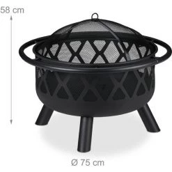 Relaxdays Brasero Avec Protection étincelles, Jardin Et Terrasse, Tisonnier, Foyer Extérieur, En Acier; D 75 Cm, Noir 11 Relaxdays Brasero Avec Protection étincelles, Jardin Et Terrasse, Tisonnier, Foyer Extérieur, En Acier; D 75 Cm, Noir -Chauffage d'extérieur Soldes 32380986 5