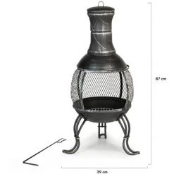 IDMARKET Braséro Mexicain Noir Effet Brossé Cheminée De Terrasse 9 IDMARKET Braséro Mexicain Noir Effet Brossé Cheminée De Terrasse -Chauffage d'extérieur Soldes 32385827 3