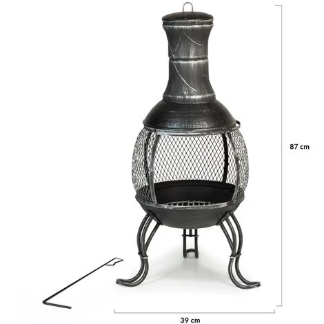 IDMARKET Braséro Mexicain Noir Effet Brossé Cheminée De Terrasse 5 IDMARKET Braséro Mexicain Noir Effet Brossé Cheminée De Terrasse – Image 3