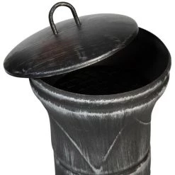 IDMARKET Braséro Mexicain Noir Effet Brossé Cheminée De Terrasse 11 IDMARKET Braséro Mexicain Noir Effet Brossé Cheminée De Terrasse -Chauffage d'extérieur Soldes 32385827 5