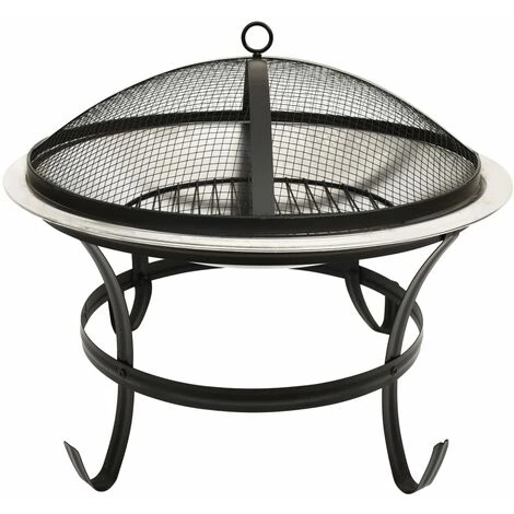 VidaXL Foyer Et Barbecue Avec Tisonnier 2 En 1 56x56x49 Cm Inox - Argent 6 VidaXL Foyer Et Barbecue Avec Tisonnier 2 En 1 56x56x49 Cm Inox - Argent – Image 4