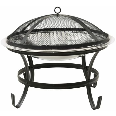 VidaXL Foyer Et Barbecue Avec Tisonnier 2 En 1 56x56x49 Cm Inox - Argent 7 VidaXL Foyer Et Barbecue Avec Tisonnier 2 En 1 56x56x49 Cm Inox - Argent – Image 5