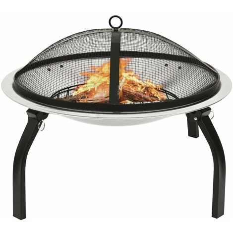 Foyer Et Barbecue Avec Tisonnier 2 En 1 56x56x49 Cm Inox VidaXL 3 Foyer Et Barbecue Avec Tisonnier 2 En 1 56x56x49 Cm Inox VidaXL