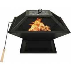 VidaXL Foyer Et Barbecue Avec Tisonnier 2 En 1 46,5x46,5x37 Cm Acier - Noir 10 VidaXL Foyer Et Barbecue Avec Tisonnier 2 En 1 46,5x46,5x37 Cm Acier - Noir -Chauffage d'extérieur Soldes 32699589 4