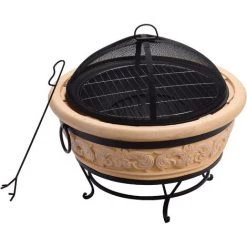 Braséro De Jardin à Bois Chauffage Extérieur Tisonnier Couvercle Grille Charbon BBQ Oxyde Magnésium Sable Teamson Home HR26303AA-S - Beige 10 Braséro De Jardin à Bois Chauffage Extérieur Tisonnier Couvercle Grille Charbon BBQ Oxyde Magnésium Sable Teamson Home HR26303AA-S - Beige -Chauffage d'extérieur Soldes 32811026 4