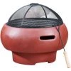 Braséro De Jardin à Bois Chauffage Extérieur Avec Tisonnier Couvercle Grille Charbon BBQ Ciment Rouge Teamson Home HR17501AC - Rouge -Chauffage d'extérieur Soldes 32833235 1