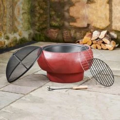 Braséro De Jardin à Bois Chauffage Extérieur Avec Tisonnier Couvercle Grille Charbon BBQ Ciment Rouge Teamson Home HR17501AC - Rouge 11 Braséro De Jardin à Bois Chauffage Extérieur Avec Tisonnier Couvercle Grille Charbon BBQ Ciment Rouge Teamson Home HR17501AC - Rouge -Chauffage d'extérieur Soldes 32833235 5