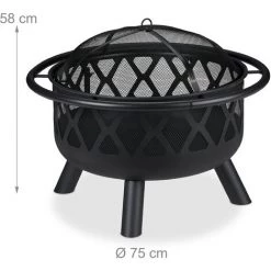 Relaxdays Brasero Avec Grillage, Avec Protection étincelles & Tisonnier, Terrasse, D 75 Cm, Jardin Et Terrasse, Noir 11 Relaxdays Brasero Avec Grillage, Avec Protection étincelles & Tisonnier, Terrasse, D 75 Cm, Jardin Et Terrasse, Noir -Chauffage d'extérieur Soldes 32922969 5
