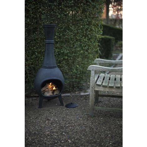 FANCY FLAMES Poêle D'extérieur En Fonte Noir - Noir 5 FANCY FLAMES Poêle D'extérieur En Fonte Noir - Noir – Image 3