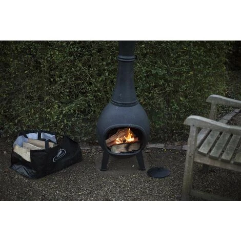 FANCY FLAMES Poêle D'extérieur En Fonte Noir - Noir 6 FANCY FLAMES Poêle D'extérieur En Fonte Noir - Noir – Image 4