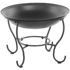 BELIANI Brasero Rond En Acier Noir - Noir -Chauffage d'extérieur Soldes 33479280 4