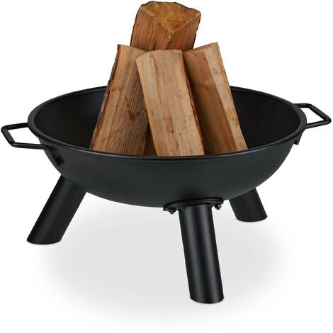 Relaxdays Brasero De Jardin, Ø 44 Cm, Cheminée Ronde Pour Jardin Et Terrasse, Bac à Feu En Fer, Avec Poignées, Noir 3 Relaxdays Brasero De Jardin, Ø 44 Cm, Cheminée Ronde Pour Jardin Et Terrasse, Bac à Feu En Fer, Avec Poignées, Noir