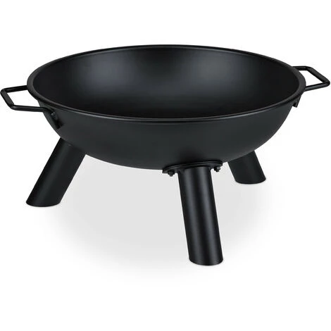 Relaxdays Brasero De Jardin, Ø 44 Cm, Cheminée Ronde Pour Jardin Et Terrasse, Bac à Feu En Fer, Avec Poignées, Noir 4 Relaxdays Brasero De Jardin, Ø 44 Cm, Cheminée Ronde Pour Jardin Et Terrasse, Bac à Feu En Fer, Avec Poignées, Noir – Image 2