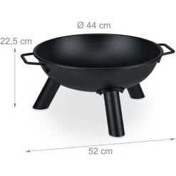 Relaxdays Brasero De Jardin, Ø 44 Cm, Cheminée Ronde Pour Jardin Et Terrasse, Bac à Feu En Fer, Avec Poignées, Noir 11 Relaxdays Brasero De Jardin, Ø 44 Cm, Cheminée Ronde Pour Jardin Et Terrasse, Bac à Feu En Fer, Avec Poignées, Noir -Chauffage d'extérieur Soldes 34033883 5