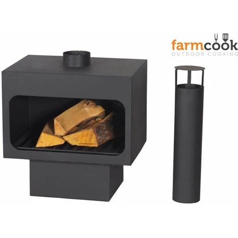 FARMCOOK Cheminée D'extérieur En Acier Arizona Noir - Noir 5 FARMCOOK Cheminée D'extérieur En Acier Arizona Noir - Noir – Image 3