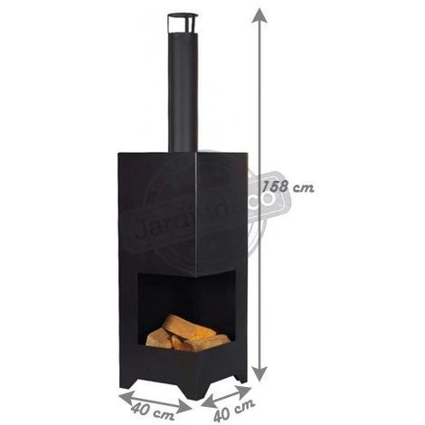 FARMCOOK Cheminée D'extérieur En Acier Dallas Noir - Noir 6 FARMCOOK Cheminée D'extérieur En Acier Dallas Noir - Noir – Image 4