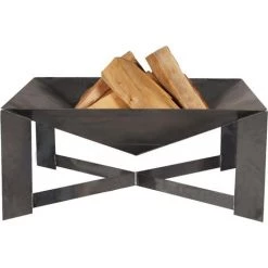 FARMCOOK Brasero En Acier Pieds Croisés Design Non Peint Noir - Noir