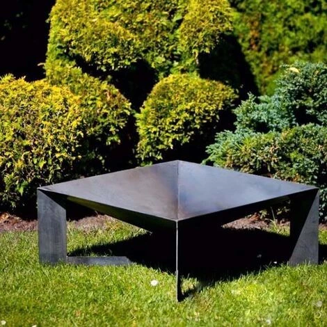 FARMCOOK Brasero En Acier Pieds Croisés Design Non Peint Noir - Noir 4 FARMCOOK Brasero En Acier Pieds Croisés Design Non Peint Noir - Noir – Image 2