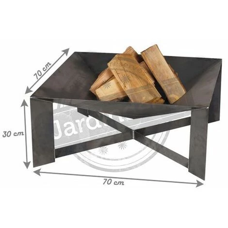 FARMCOOK Brasero En Acier Pieds Croisés Design Non Peint Noir - Noir 5 FARMCOOK Brasero En Acier Pieds Croisés Design Non Peint Noir - Noir – Image 3