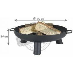 FARMCOOK Brasero En Acier Peint 3 Pieds Et Poignées Diamètre 80 Cm Noir - Noir 7 FARMCOOK Brasero En Acier Peint 3 Pieds Et Poignées Diamètre 80 Cm Noir - Noir -Chauffage d'extérieur Soldes 3410623 3