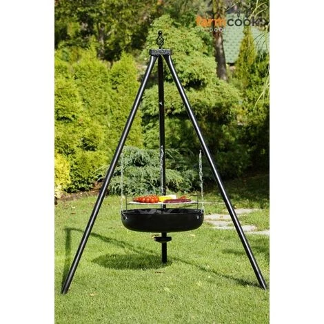 FARMCOOK Barbecue Suspendu Sur Trépied Premium 60 Cm Noir - Noir 4 FARMCOOK Barbecue Suspendu Sur Trépied Premium 60 Cm Noir - Noir – Image 2