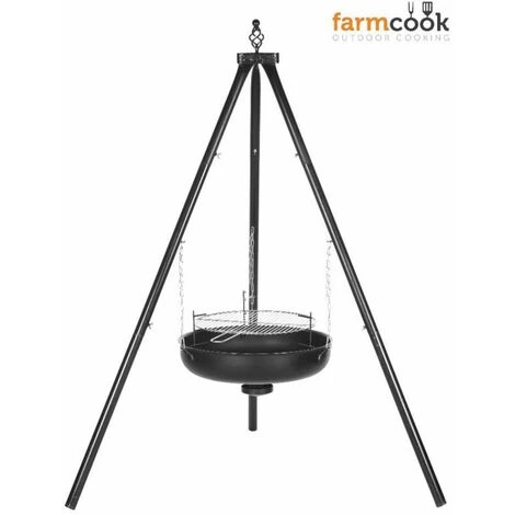 FARMCOOK Barbecue Suspendu Sur Trépied Premium 60 Cm Noir - Noir 5 FARMCOOK Barbecue Suspendu Sur Trépied Premium 60 Cm Noir - Noir – Image 3