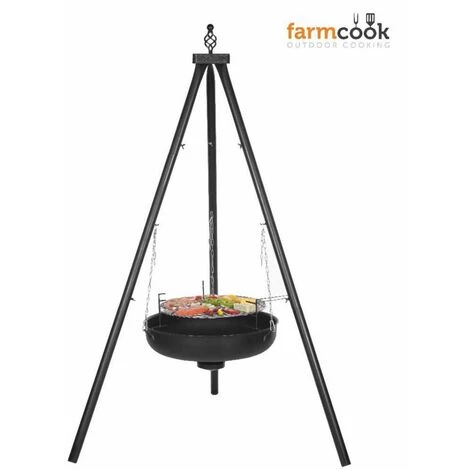 FARMCOOK Barbecue Suspendu Sur Trépied Premium 60 Cm Noir - Noir 6 FARMCOOK Barbecue Suspendu Sur Trépied Premium 60 Cm Noir - Noir – Image 4