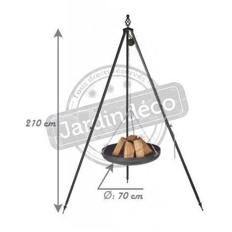 FARMCOOK Brasero Sur Trépied En Acier 70 Cm Noir - Noir 4 FARMCOOK Brasero Sur Trépied En Acier 70 Cm Noir - Noir – Image 2