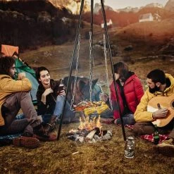 MVPOWER Barbecue Suspendu Sur Trépied, Trépied De Cuisine En Plein Air Pliant Campfire Griller, Réglage En Hauteur Par Chaîne, Pour Bouilloires à Goulache, Cocotte, Gril Pivotant Et Gril,Charge Max 10kg -Chauffage d'extérieur Soldes 34116713 5