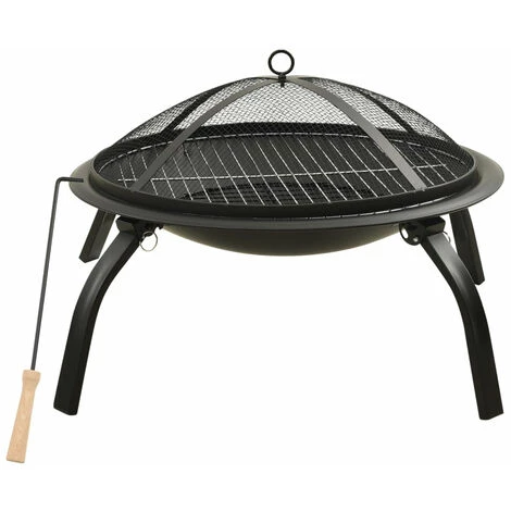 ASUPERMALL Foyer Et Barbecue Avec Tisonnier 2 En 1 56x56x49 Cm Acier 4 ASUPERMALL Foyer Et Barbecue Avec Tisonnier 2 En 1 56x56x49 Cm Acier – Image 2