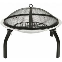 ASUPERMALL Foyer Et Barbecue Avec Tisonnier 2 En 1 56x56x49 Cm Inox -Chauffage d'extérieur Soldes 34549375 4