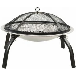 ASUPERMALL Foyer Et Barbecue Avec Tisonnier 2 En 1 56x56x49 Cm Inox -Chauffage d'extérieur Soldes 34549375 5