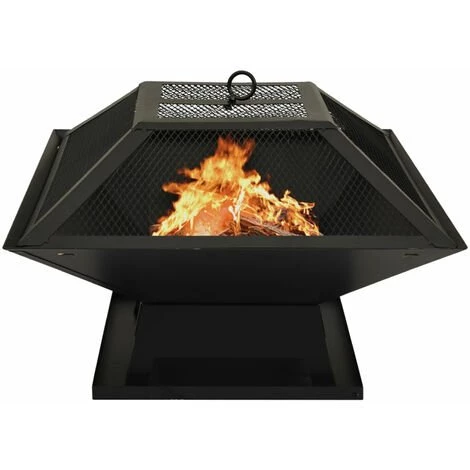ASUPERMALL Foyer Et Barbecue Avec Tisonnier 2 En 1 46,5x46,5x37 Cm Acier 3 ASUPERMALL Foyer Et Barbecue Avec Tisonnier 2 En 1 46,5x46,5x37 Cm Acier