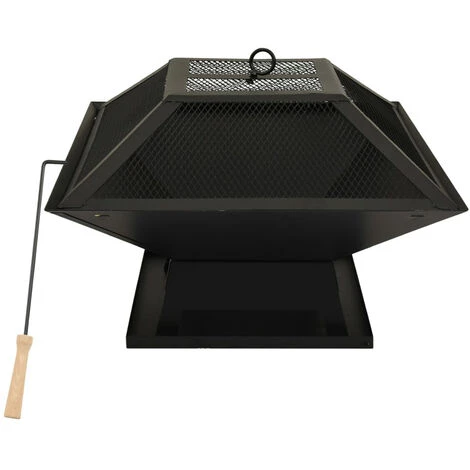 ASUPERMALL Foyer Et Barbecue Avec Tisonnier 2 En 1 46,5x46,5x37 Cm Acier 4 ASUPERMALL Foyer Et Barbecue Avec Tisonnier 2 En 1 46,5x46,5x37 Cm Acier – Image 2