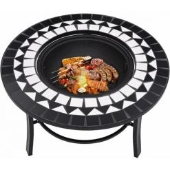 ASUPERMALL Foyer Mosaique Noir Et Blanc 68 Cm Ceramique -Chauffage d'extérieur Soldes 34550581 3