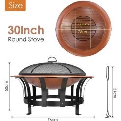 MVPOWER Bol à Feu (φ76X50cm), Cheminée Avec Grille De Grill Pour La Chaleur / Grill, Bol à Feu Avec Protection Contre Les étincelles Et Filet De Poker Et De Charbon De Bois, Foyer Multifonctionnel 2en1 Pour Le Jardin De Camping -Chauffage d'extérieur Soldes 35021066 2