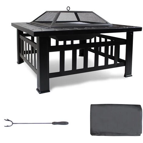 TODECO Foyer De Chauffage 3 En 1, BBQ Brasero, 81 X 81 X 45 Cm, Noir, Matériau: Acier - Noir 3 TODECO Foyer De Chauffage 3 En 1, BBQ Brasero, 81 X 81 X 45 Cm, Noir, Matériau: Acier - Noir