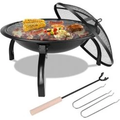 PEDY Barbecue Grill Extérieur,Barbecue Charbon Pliant Et Portable Avec Couvercle,en Acier Inoxydable Pour Barbecue De Jardin, Extérieur Camping Et Pique-Nique,54 * 54 * 43cm