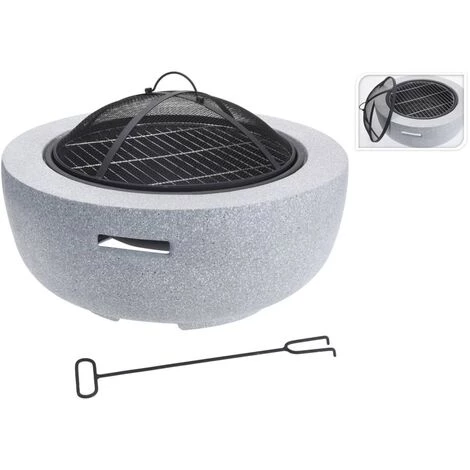 ProGarden Bol à Feu Avec Grille De Barbecue Rond Gris Clair 60x25 Cm - Gris 4 ProGarden Bol à Feu Avec Grille De Barbecue Rond Gris Clair 60x25 Cm - Gris – Image 2