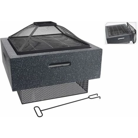 ProGarden Bol à Feu Et Grille De Barbecue Gris Foncé 52,5x52,5x18,5 Cm - Gris 3 ProGarden Bol à Feu Et Grille De Barbecue Gris Foncé 52,5x52,5x18,5 Cm - Gris
