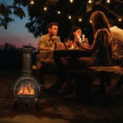 Relaxdays Braséro Extérieur, Four Mexicain Avec Tisonnier, Fonte De Fer, Pare-étincelles, Jardin, 86x46x38 Cm, Argenté -Chauffage d'extérieur Soldes 35873769 4