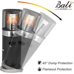 Bali OUTDOORS Chauffage De Gaz 7.3kW Avec Des Roulettes Chauffage D'appoint Extérieur En Inox Thermostat Poêle à Gaz - Acier Inoxydable +Noir -Chauffage d'extérieur Soldes 36001060 3