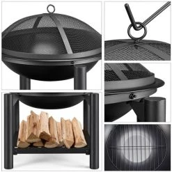 Yaheetech Brasero Exterieur Chauffage Foyer Poêle Pour Terrasse Patio Cour Avec Poker Gril Couvercle Noir 54 X 54 X 56,5 Cm 9 Yaheetech Brasero Exterieur Chauffage Foyer Poêle Pour Terrasse Patio Cour Avec Poker Gril Couvercle Noir 54 X 54 X 56,5 Cm -Chauffage d'extérieur Soldes 36261003 3