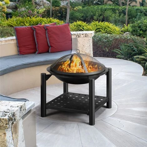 Yaheetech Brasero Exterieur Chauffage Foyer Poêle Pour Terrasse Patio Cour Avec Poker Gril Couvercle Noir 54 X 54 X 56,5 Cm 6 Yaheetech Brasero Exterieur Chauffage Foyer Poêle Pour Terrasse Patio Cour Avec Poker Gril Couvercle Noir 54 X 54 X 56,5 Cm – Image 4
