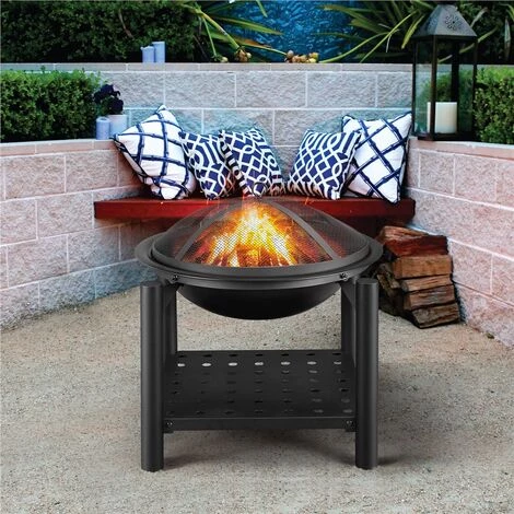 Yaheetech Brasero Exterieur Chauffage Foyer Poêle Pour Terrasse Patio Cour Avec Poker Gril Couvercle Noir 54 X 54 X 56,5 Cm 7 Yaheetech Brasero Exterieur Chauffage Foyer Poêle Pour Terrasse Patio Cour Avec Poker Gril Couvercle Noir 54 X 54 X 56,5 Cm – Image 5