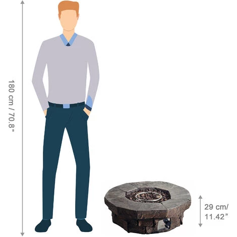 Braséro De Jardin à Gaz Chauffage Extérieur Effet Pierre 94 Cm Housse De Protection Roches De Lave Teamson Home HF11802AA-EU - Marron 6 Braséro De Jardin à Gaz Chauffage Extérieur Effet Pierre 94 Cm Housse De Protection Roches De Lave Teamson Home HF11802AA-EU - Marron – Image 4