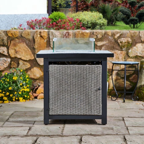 Braséro De Jardin à Gaz Chauffage Extérieur Oxyde De Magnésium écran Housse De Protection Roches De Lave Teamson Home HF25601BA-EU - Gris 7 Braséro De Jardin à Gaz Chauffage Extérieur Oxyde De Magnésium écran Housse De Protection Roches De Lave Teamson Home HF25601BA-EU - Gris – Image 5