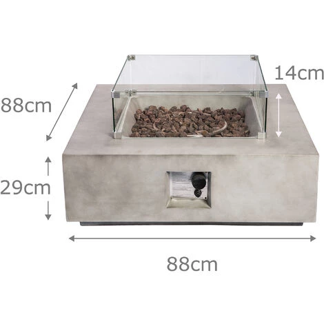Braséro De Jardin Gaz Chauffage Extérieur Oxyde De Magnésium écran Verre Housse Protection Roches De Lave Teamson Home HF35708AA-EU - Gris 5 Braséro De Jardin Gaz Chauffage Extérieur Oxyde De Magnésium écran Verre Housse Protection Roches De Lave Teamson Home HF35708AA-EU - Gris – Image 3